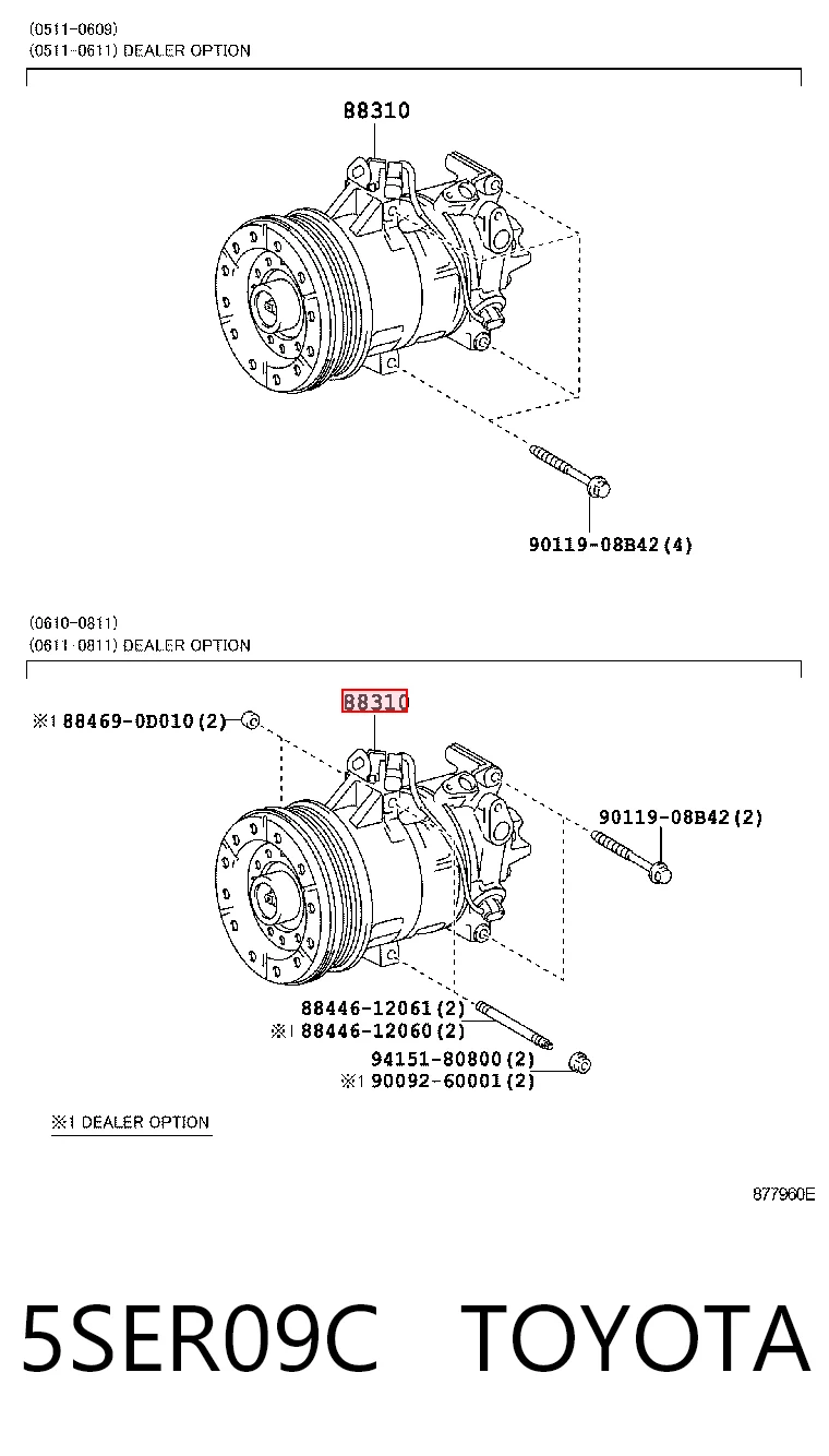 5SER09C Toyota Sprężarka klimatyzacji