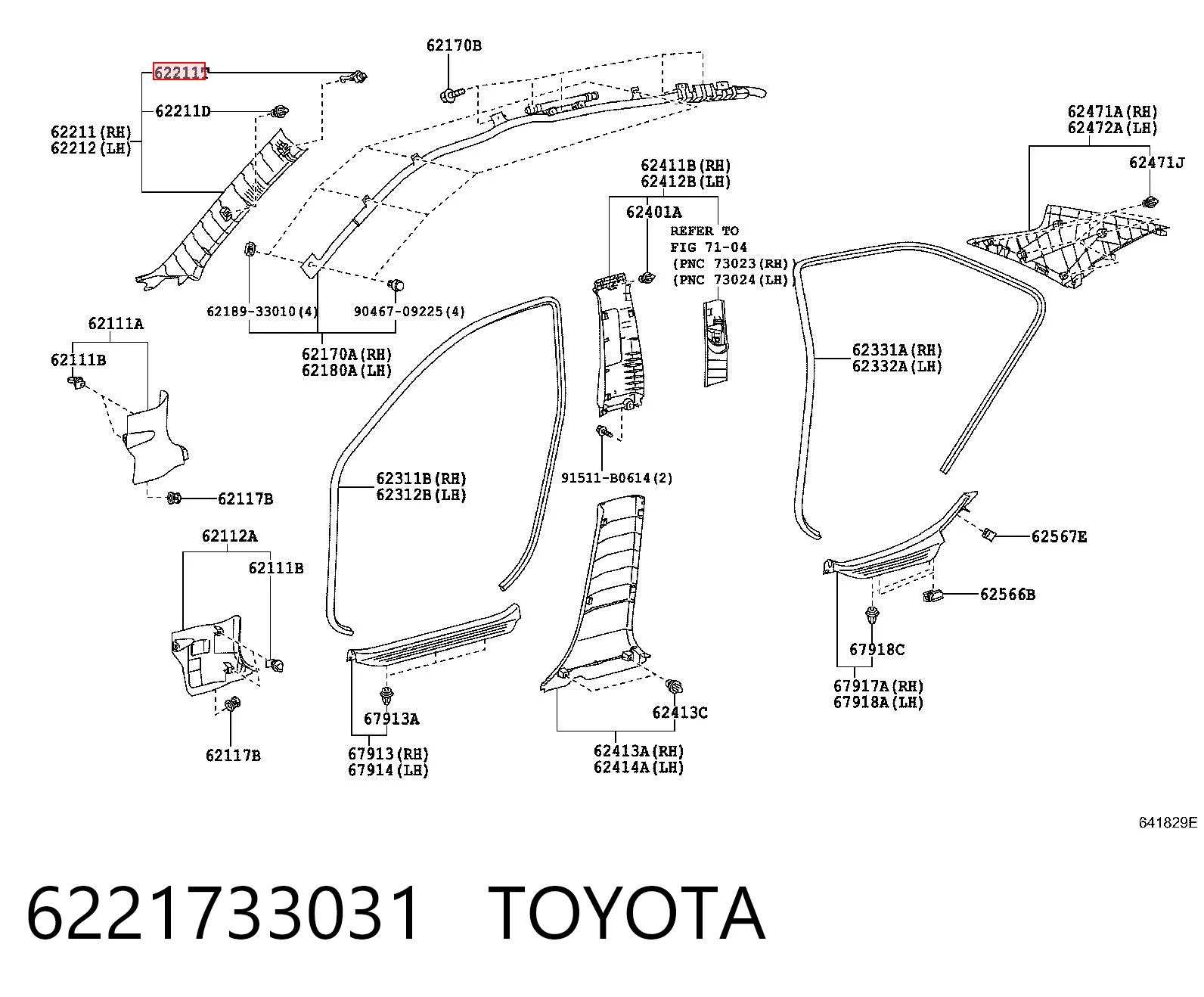 6221733031 Toyota Spinka mocowania okładzin drzwi