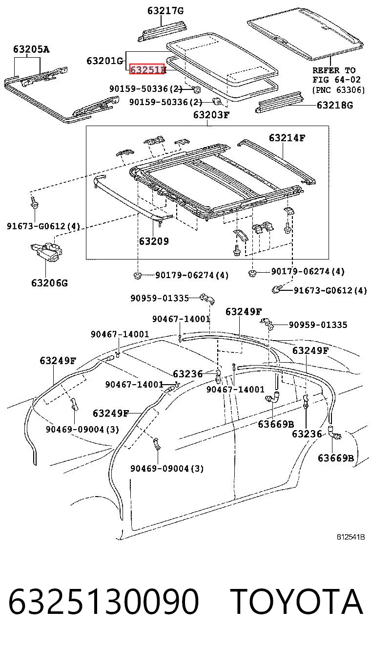 6325130090 Toyota Uszczelniacz klapy szyberdachu