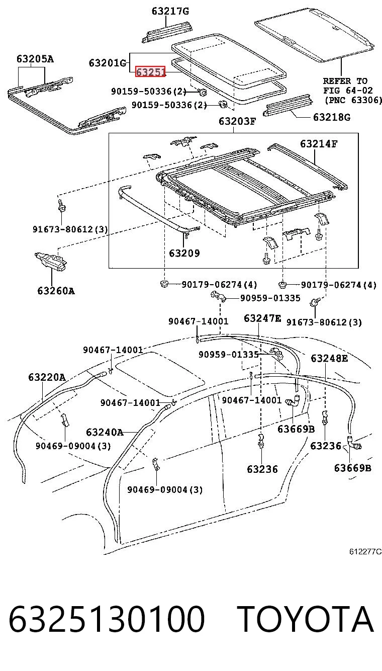 6325130100 Toyota Uszczelniacz klapy szyberdachu