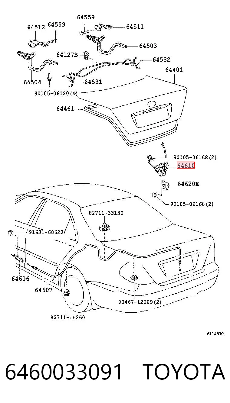 Zamek klapy bagażnika (3/5 drzwi tylnych) Toyota Camry V sedana (V30) (2001 - 2006) cena, od 79,11 USD
