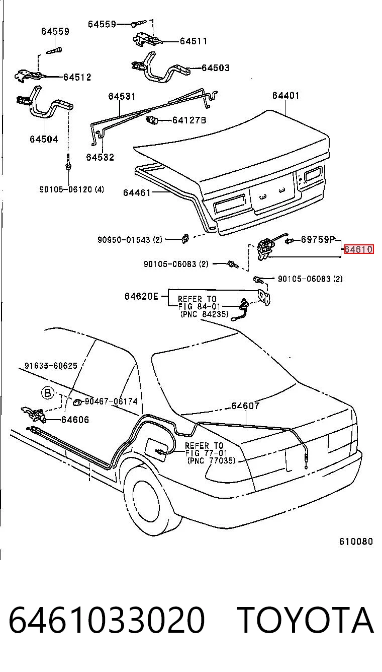 Kupić Zamek klapy bagażnika (3/5 drzwi tylnych) Toyota Camry V20 w dobrej cenie
