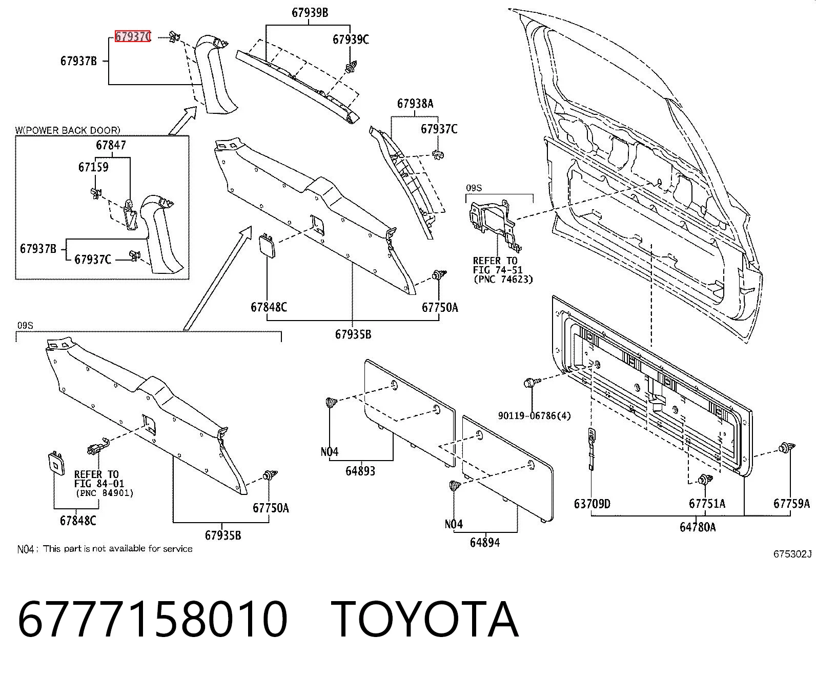 6777158010 Toyota Spinka mocowania okładzin drzwi