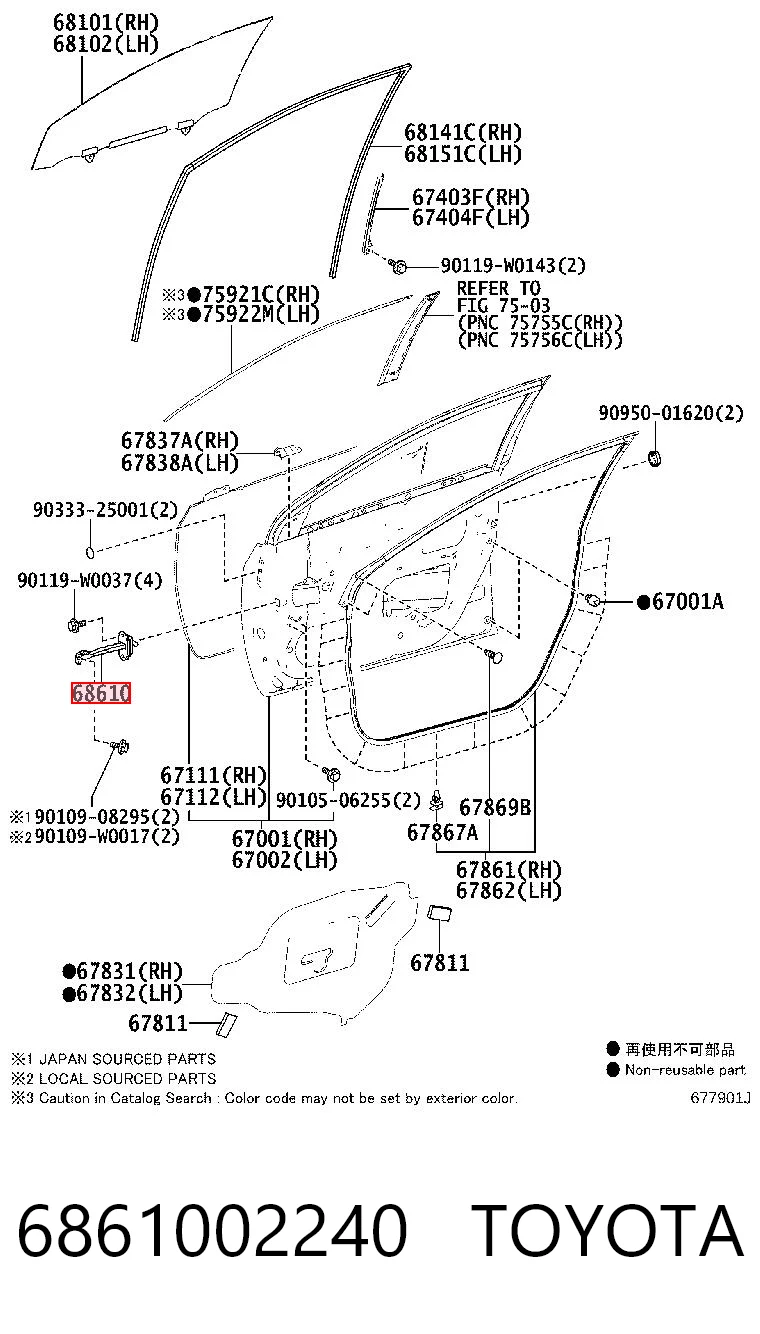6861002240 Toyota Ogranicznik drzwi przedni