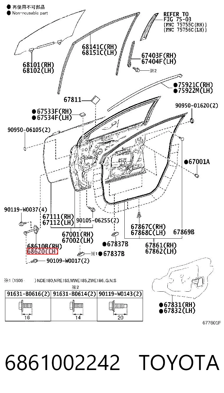 6861002242 Toyota Ogranicznik drzwi przedni