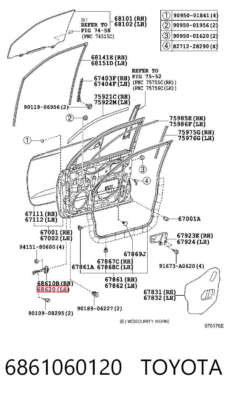 6861060120 Toyota Ogranicznik drzwi przedni lewy