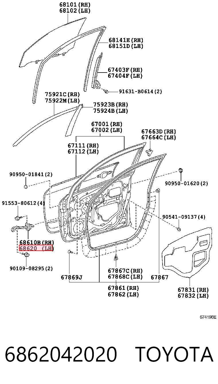 6862042020 Toyota Ogranicznik drzwi przedni lewy