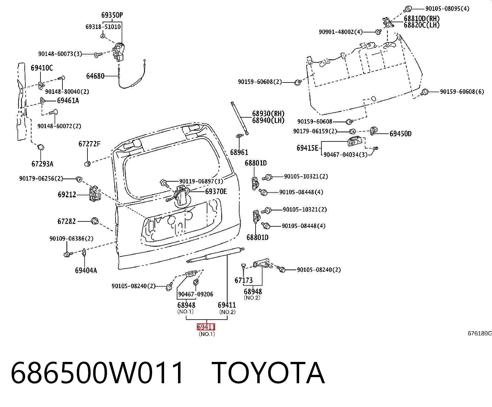 686500W011 Toyota Amortyzator klapy bagażnika (3/5 drzwi-tylnych)