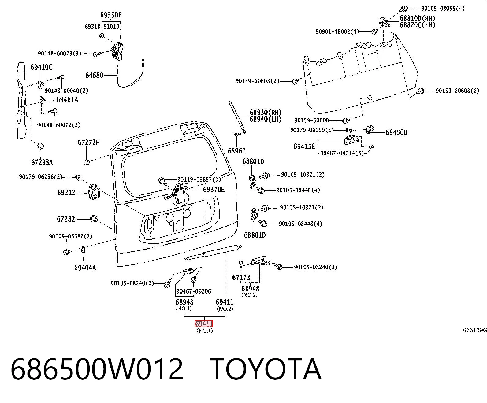 686500W012 Toyota Amortyzator klapy bagażnika (3/5 drzwi-tylnych)