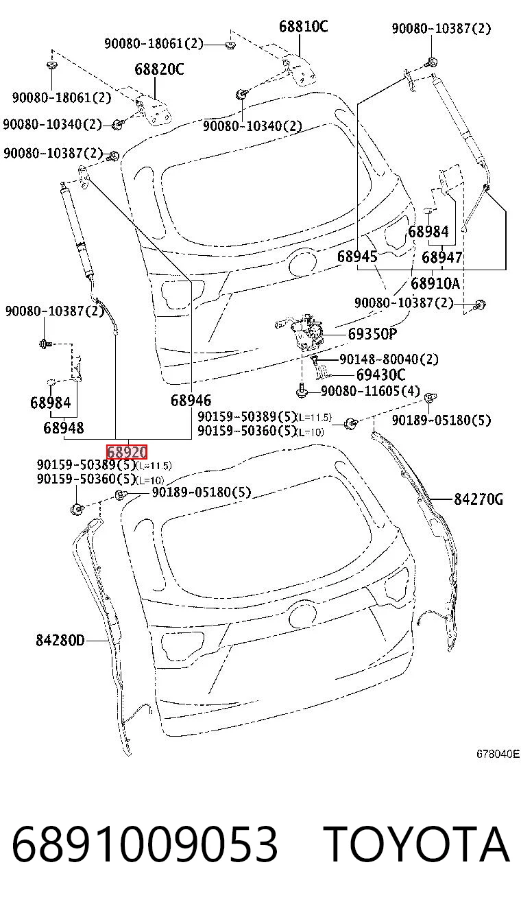 6891009053 Toyota Amortyzator klapy bagażnika (3/5 drzwi-tylnych)