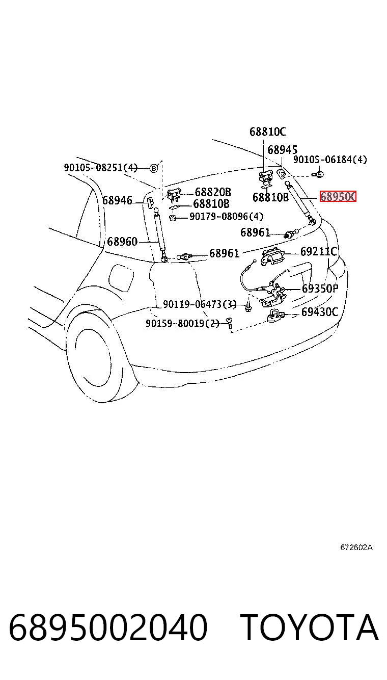 6895002040 Toyota Amortyzator klapy bagażnika (3/5 drzwi-tylnych)