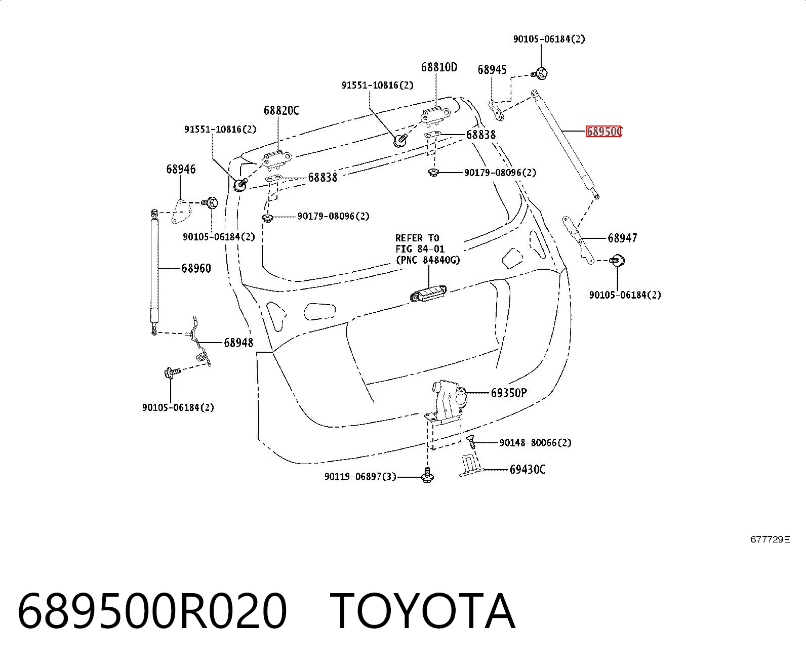 689500R020 Toyota Amortyzator klapy bagażnika (3/5 drzwi-tylnych)