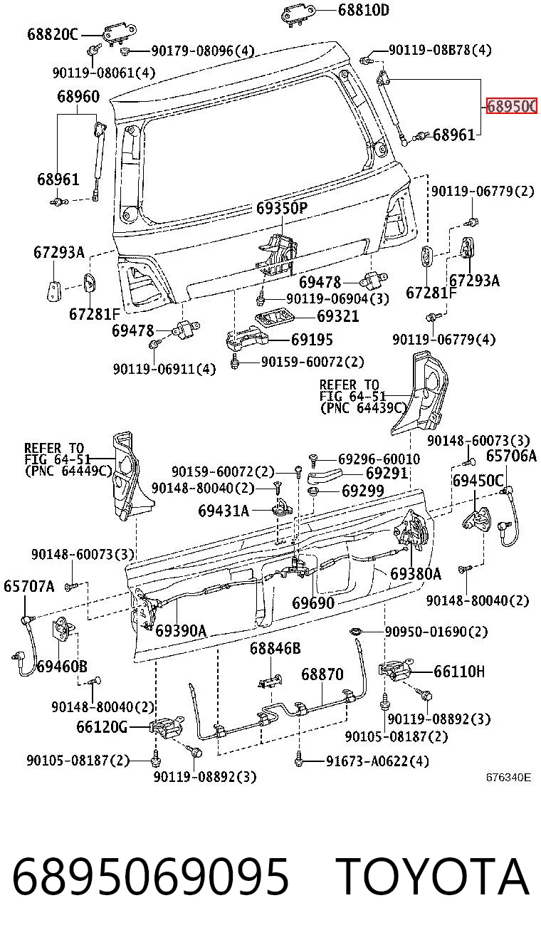 6895069095 Toyota Amortyzator klapy bagażnika (3/5 drzwi-tylnych)