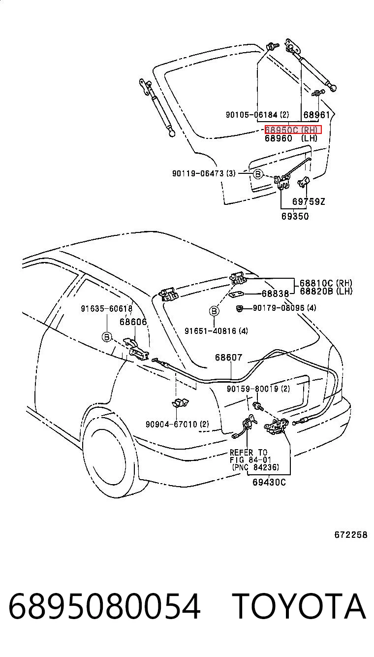 6895080054 Toyota Amortyzator klapy bagażnika (3/5 drzwi-tylnych)