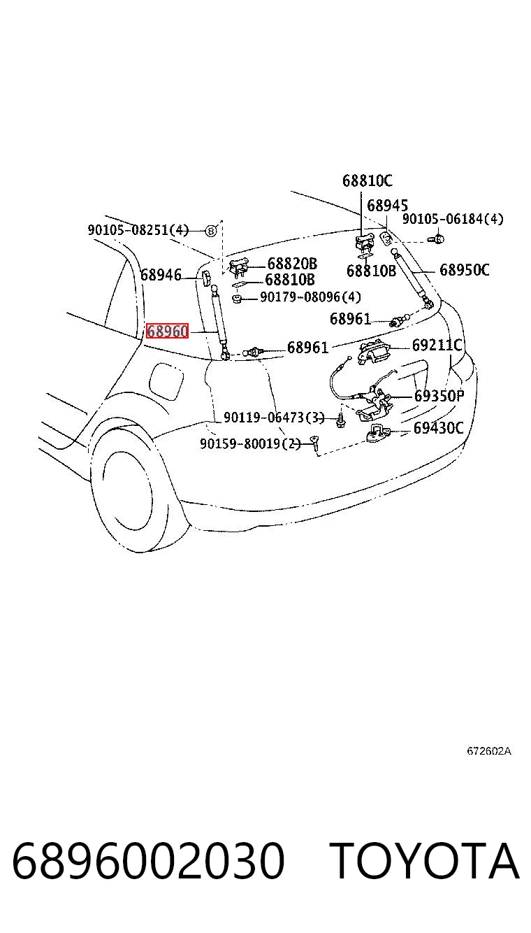 6896002030 Toyota Amortyzator klapy bagażnika (3/5 drzwi-tylnych)