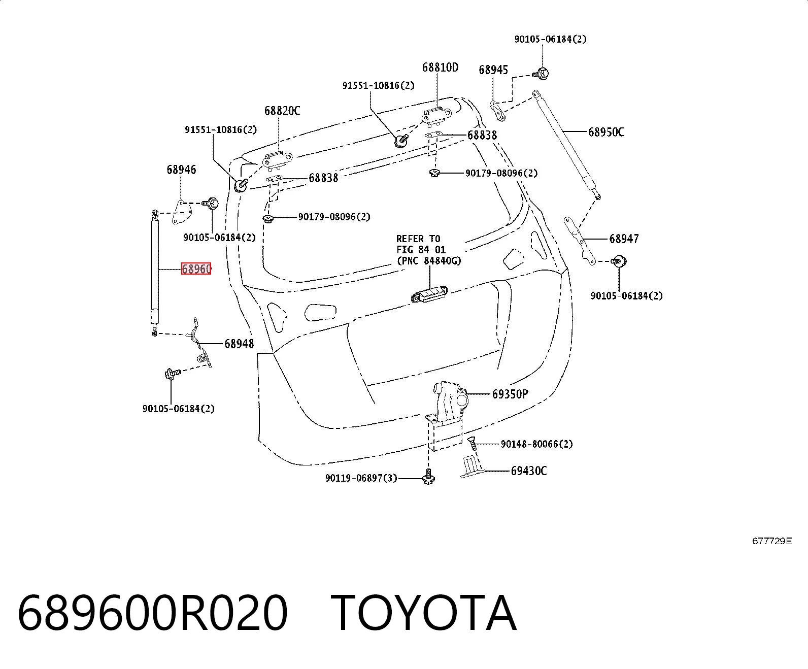 689600R020 Toyota Amortyzator klapy bagażnika (3/5 drzwi-tylnych)