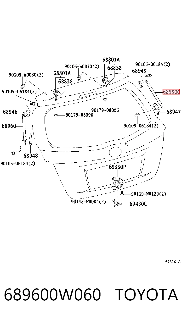 689600W060 Toyota Amortyzator klapy bagażnika (3/5 drzwi-tylnych)