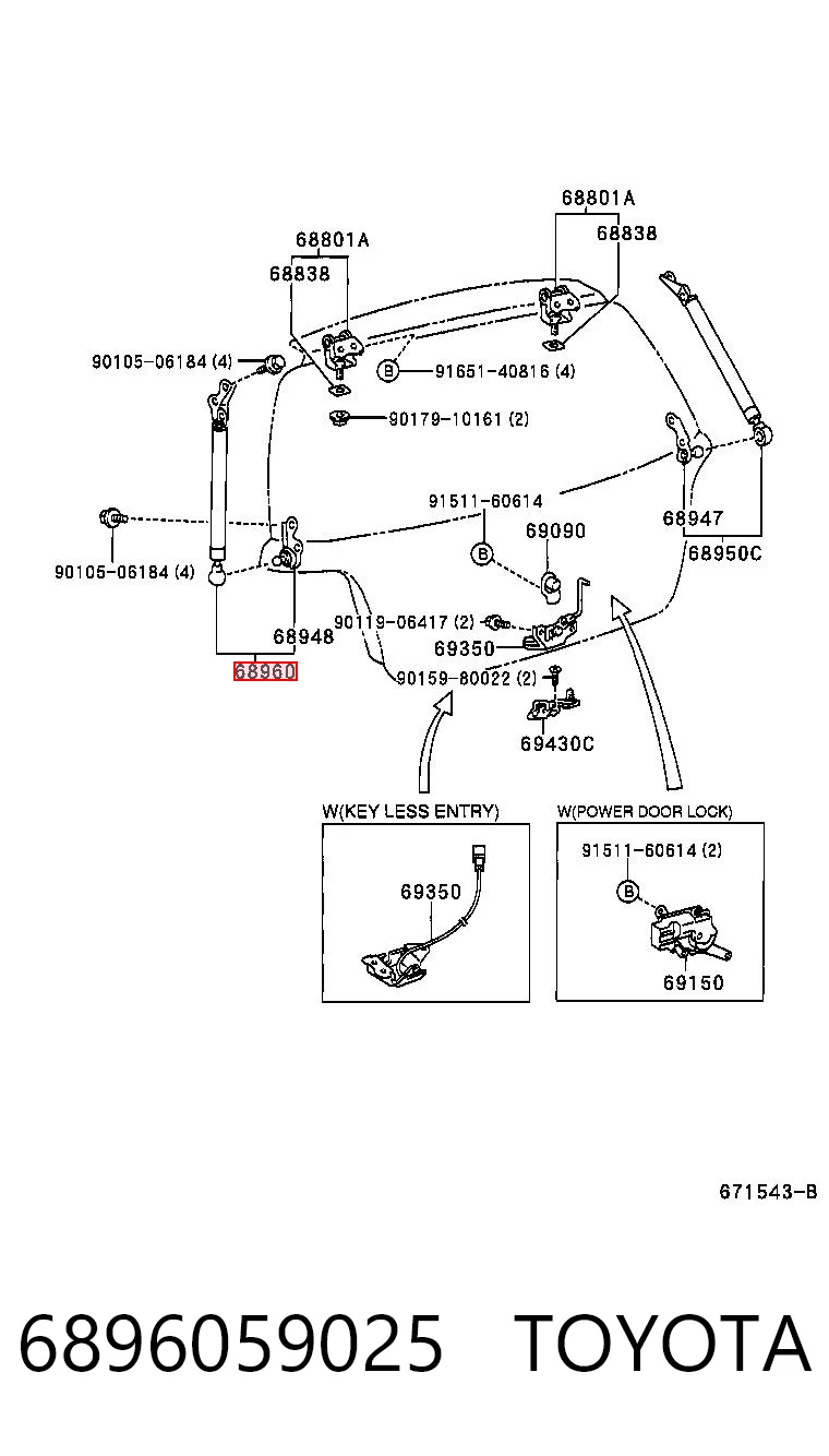 6896059025 Toyota Amortyzator klapy bagażnika (3/5 drzwi-tylnych)