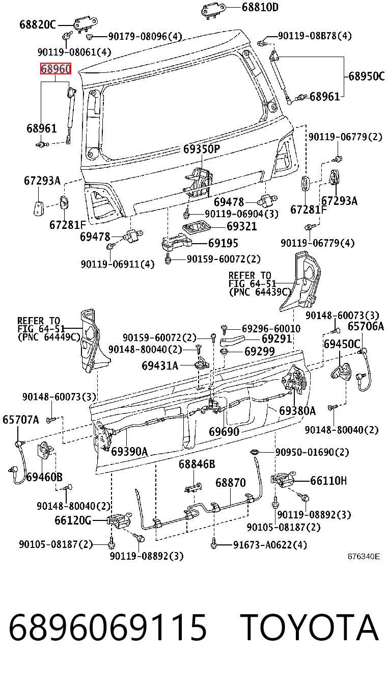 Do koszyka Amortyzator klapy bagażnika (3/5 drzwi-tylnych) Toyota Land Cruiser  J200