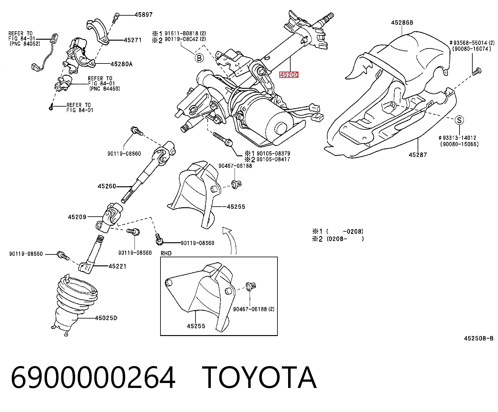 Kolumna (wał) kierownicza (kierownicy) do Toyota Yaris  P10