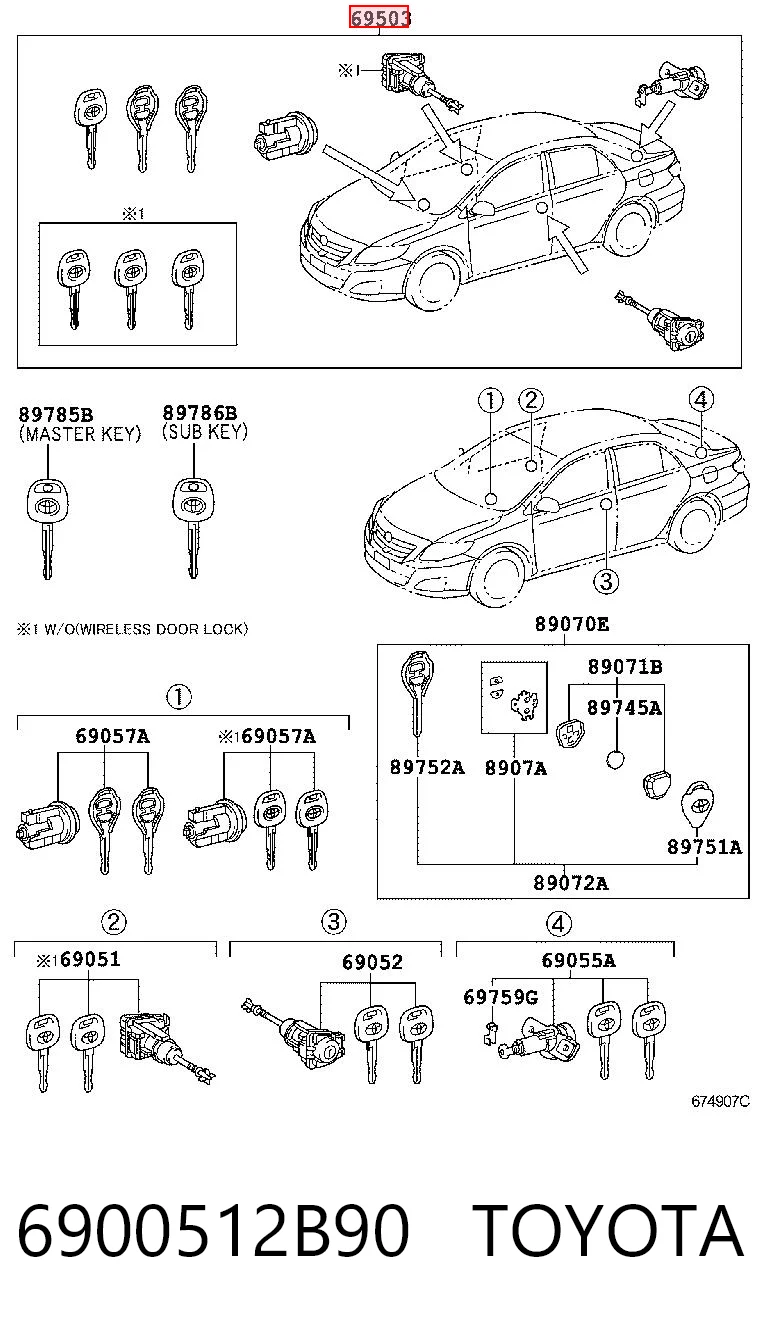Kupić Zestaw wkładek zamków Toyota Corolla  E15 w dobrej cenie