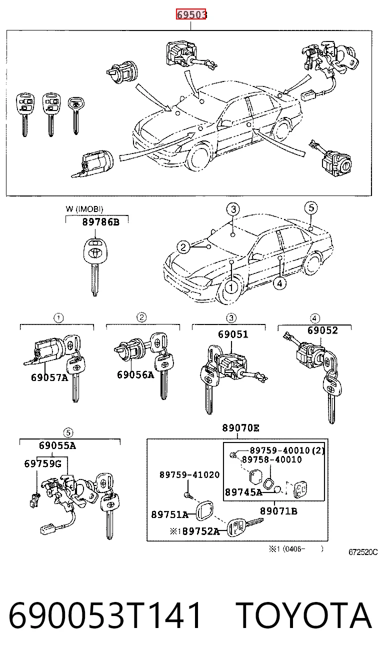 Kupić Zestaw wkładek zamków Toyota Camry  V30 w dobrej cenie
