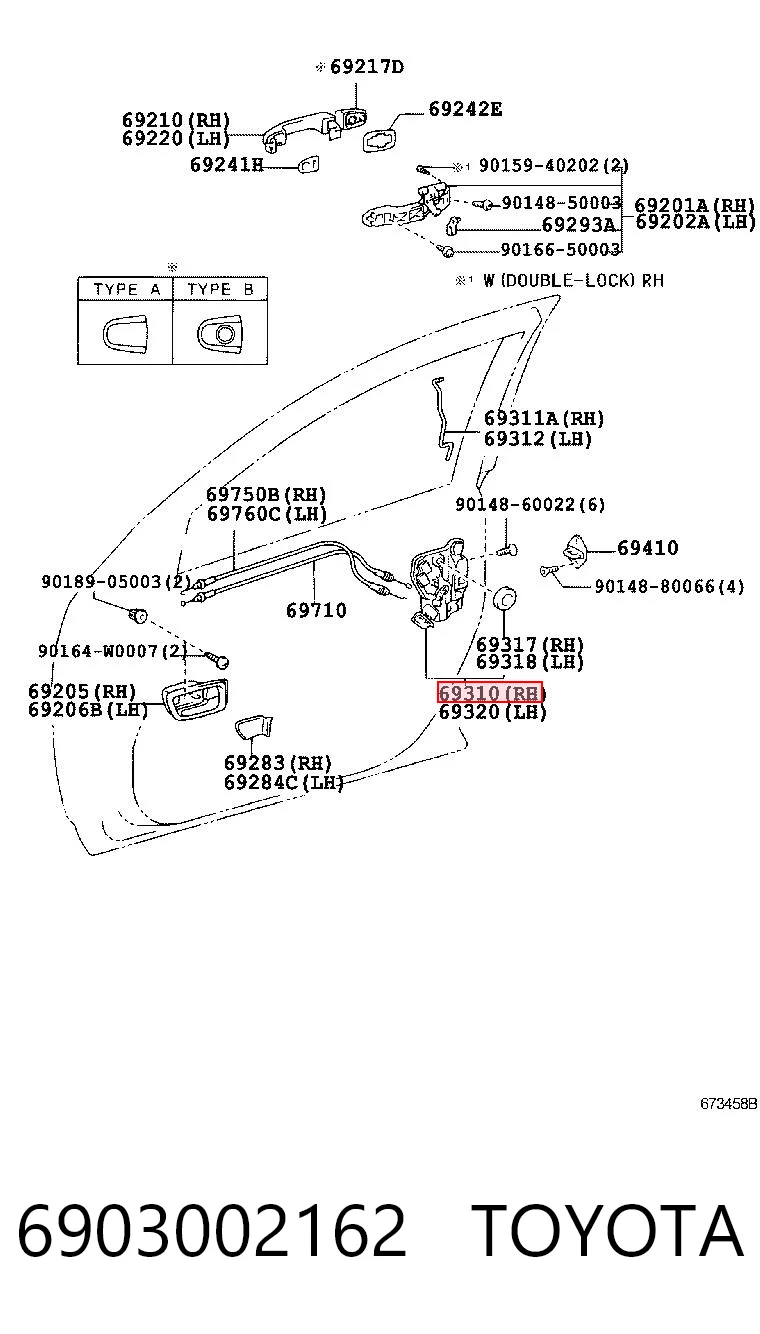 Zamek drzwi przednich prawych do Toyota Avensis II T25