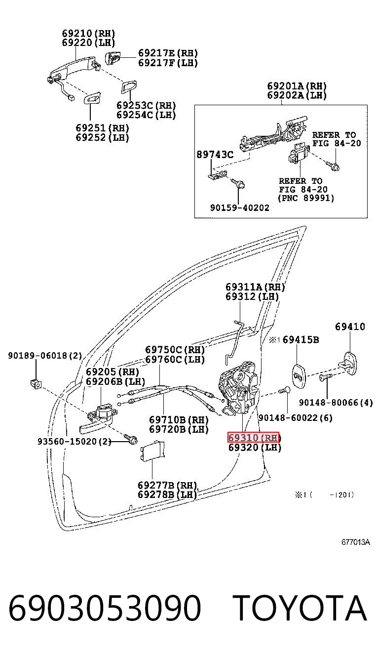  Zamek drzwi przednich prawych Lexus IS 