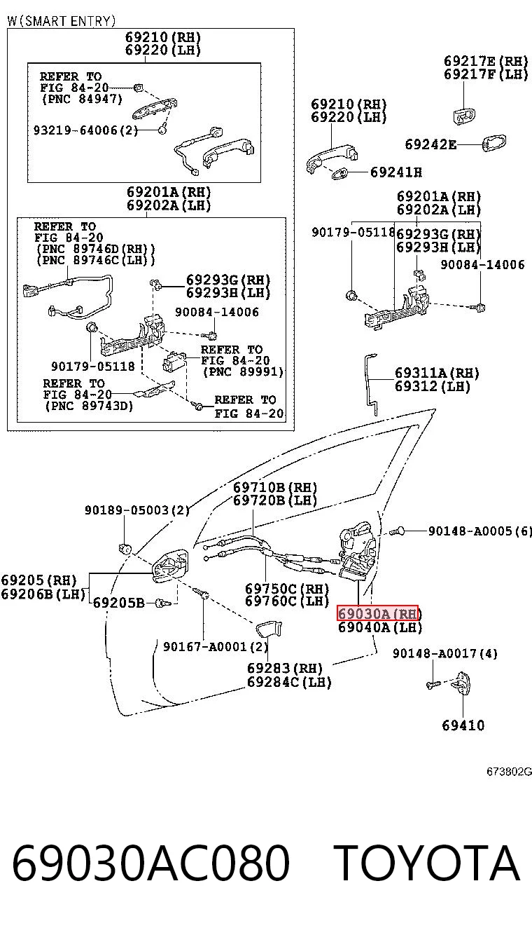 Zamek drzwi przednich prawych Toyota Avalon sedana (GSX30) (2005 - 2012) cena, od 260,48 USD