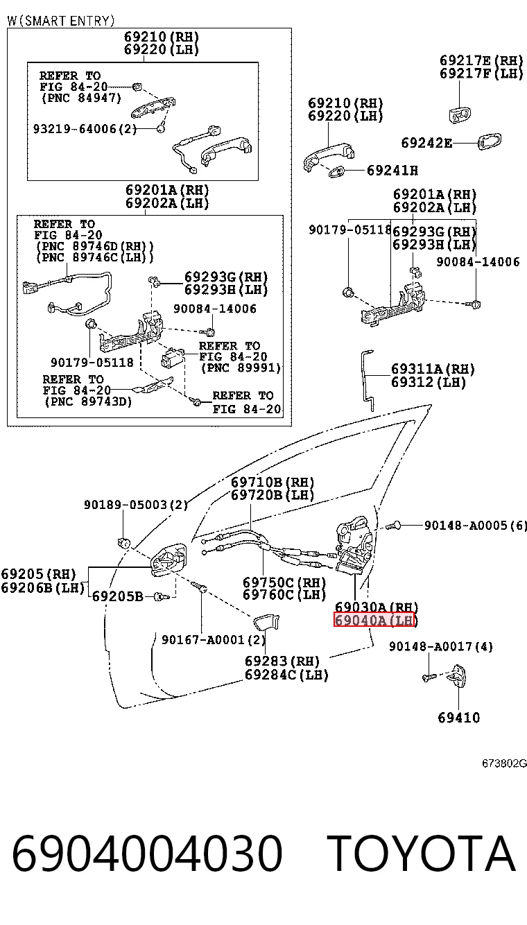 Zamek drzwi przednich lewych do Toyota Avalon  GSX30