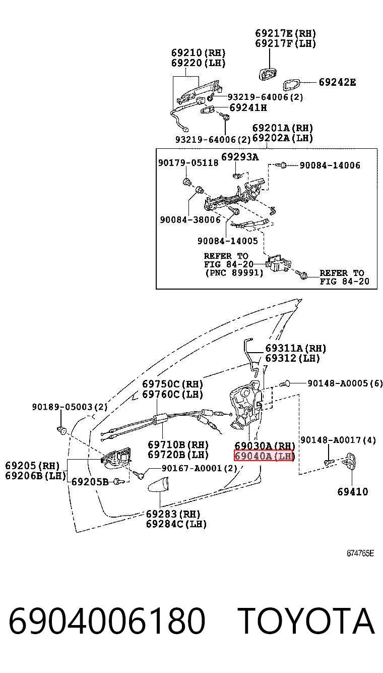 Zamek drzwi przednich lewych do Toyota Tundra  K5, K6