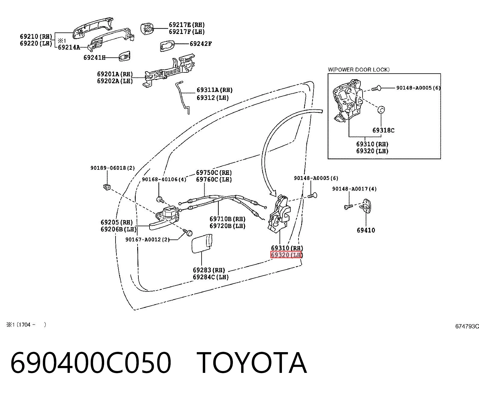 Do koszyka Zamek drzwi przednich lewych Toyota Tundra  K5, K6