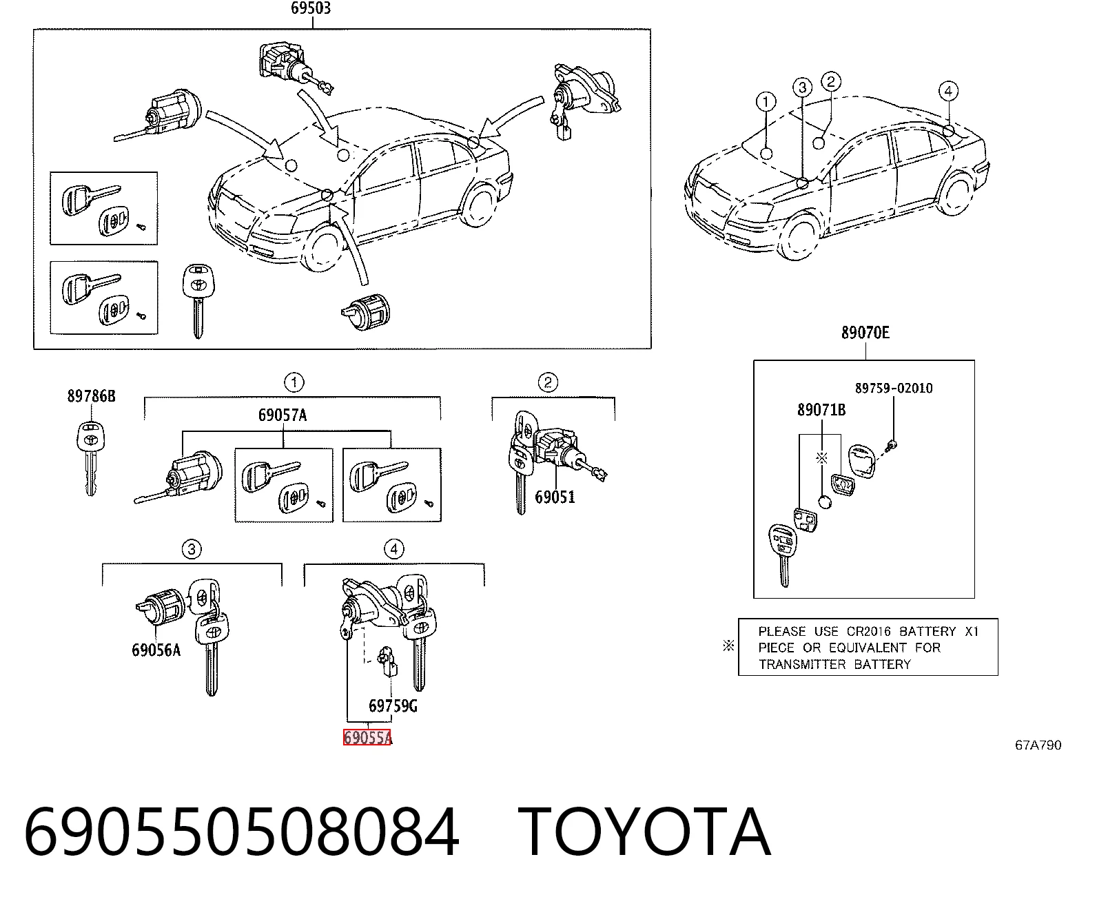 Wkładka zamka klapy bagażnika (3/5 drzwi tylnych) do Toyota Avensis T25
