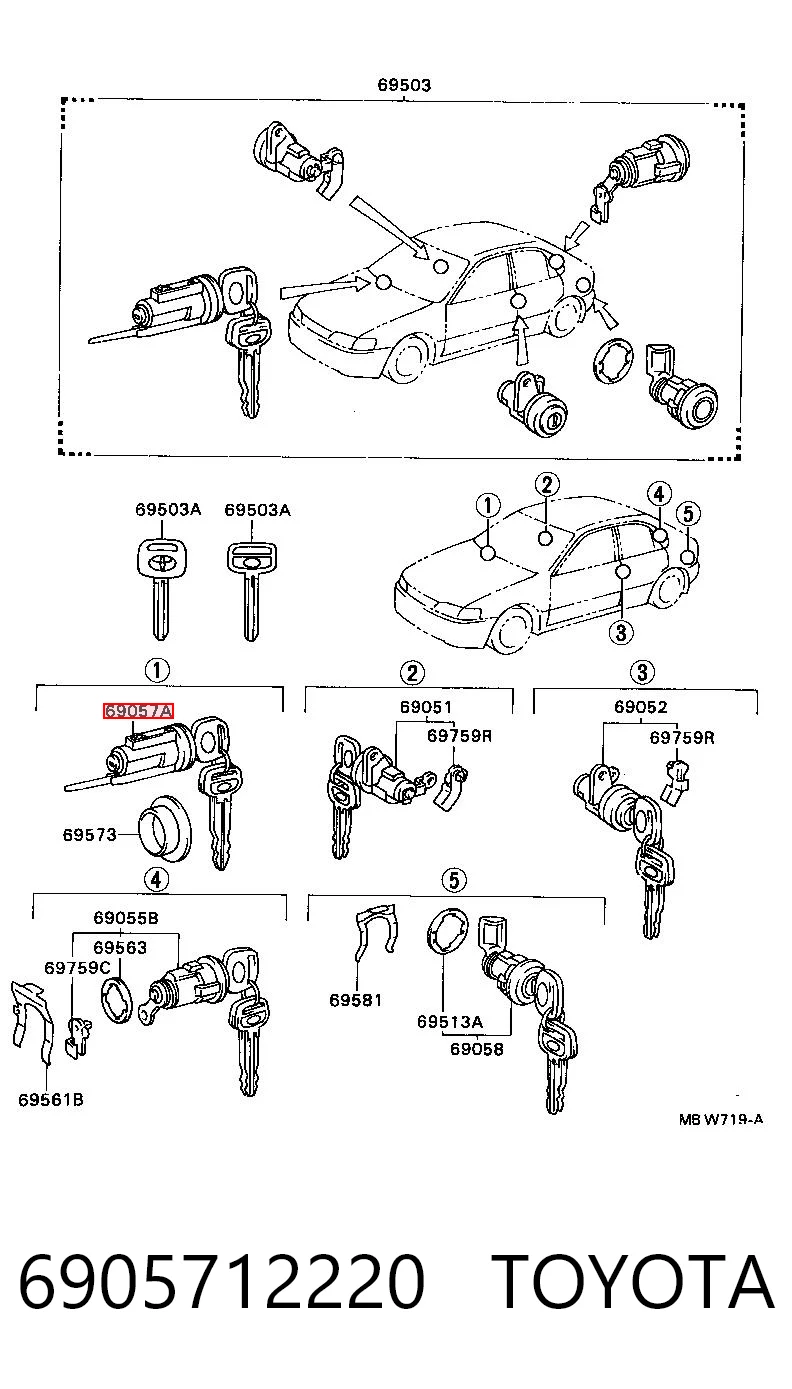 Wkładka stacyjki zapłonowej do Toyota Corolla E10