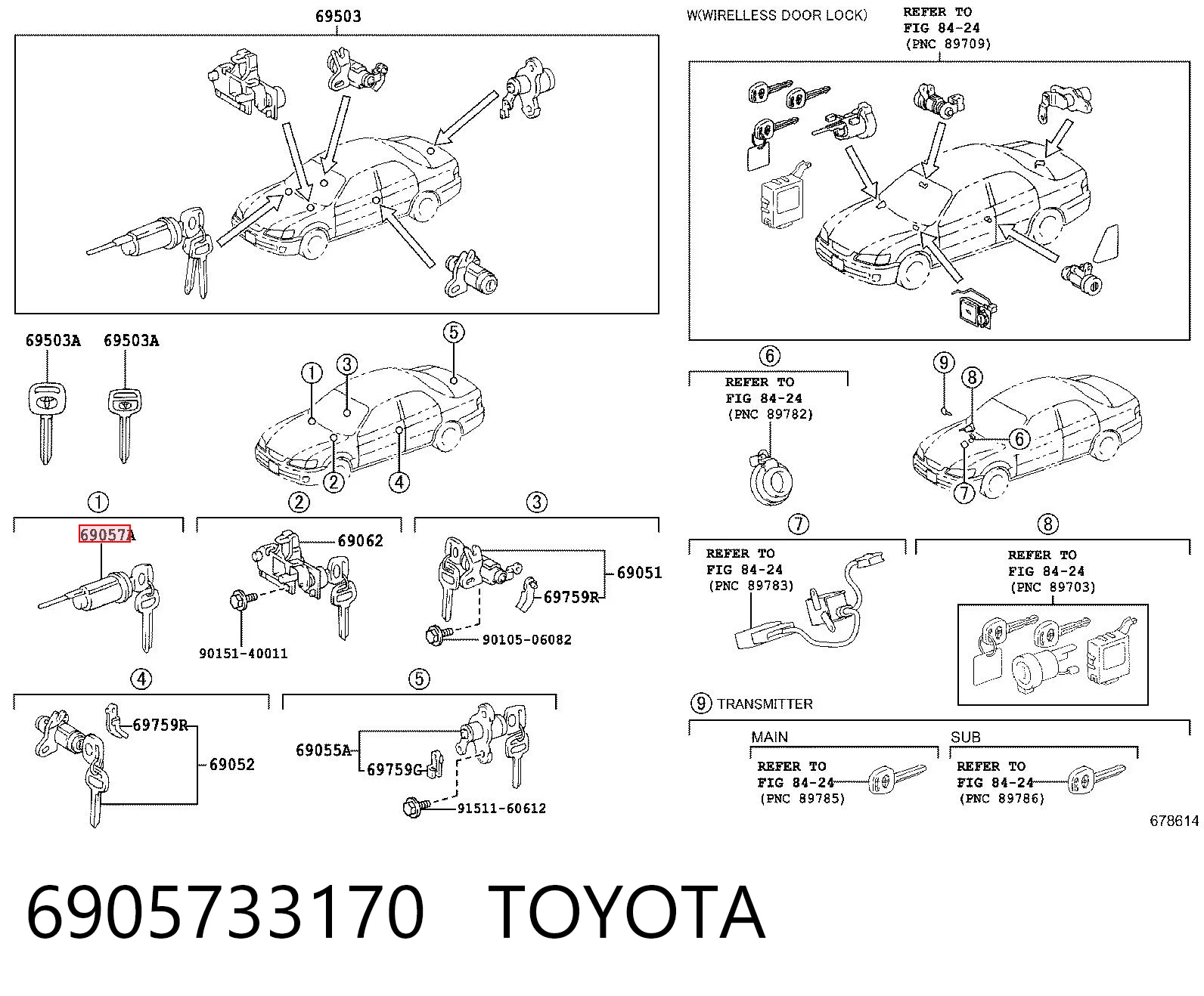 Wkładka stacyjki zapłonowej do Toyota Camry IV V20