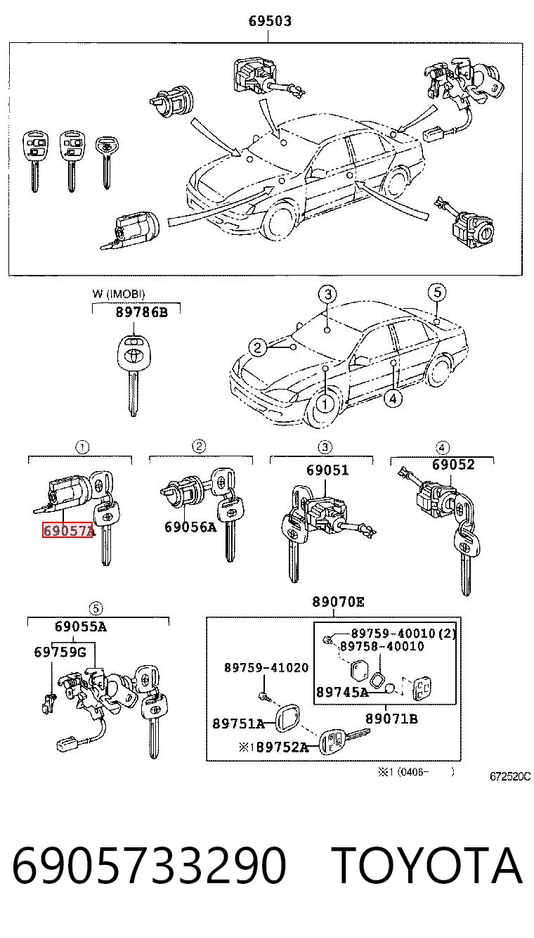 Wkładka stacyjki zapłonowej Toyota Camry V sedana (V30) (2001 - 2006) cena, od 190,22 USD
