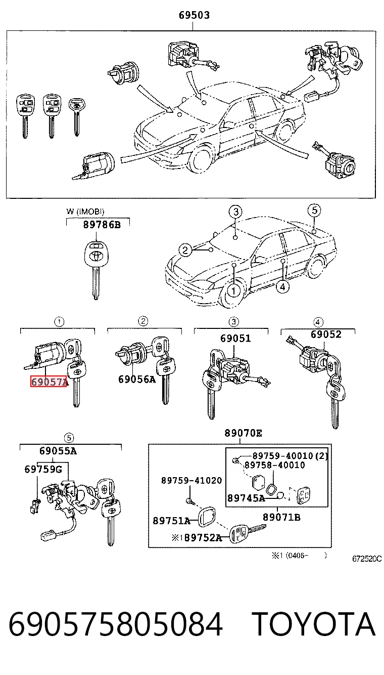 Do koszyka Wkładka stacyjki zapłonowej Toyota Camry V V30