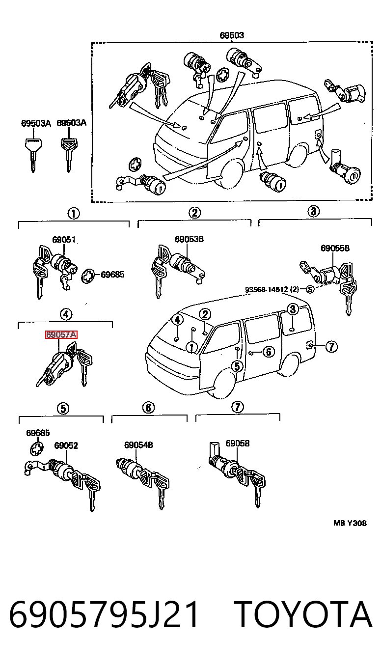 Wkładka stacyjki zapłonowej do Toyota Hiace H10