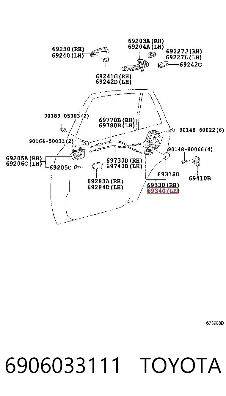 Zamek drzwi tylnych lewych do Lexus RX 330/350 U3