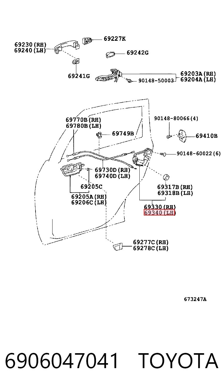 Zamek drzwi tylnych lewych do Toyota Prius  NHW20