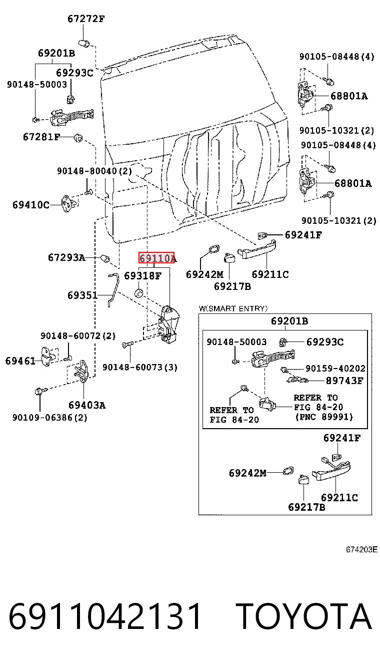 6911042131 Toyota Zamek klapy bagażnika (3/5 drzwi tylnych)