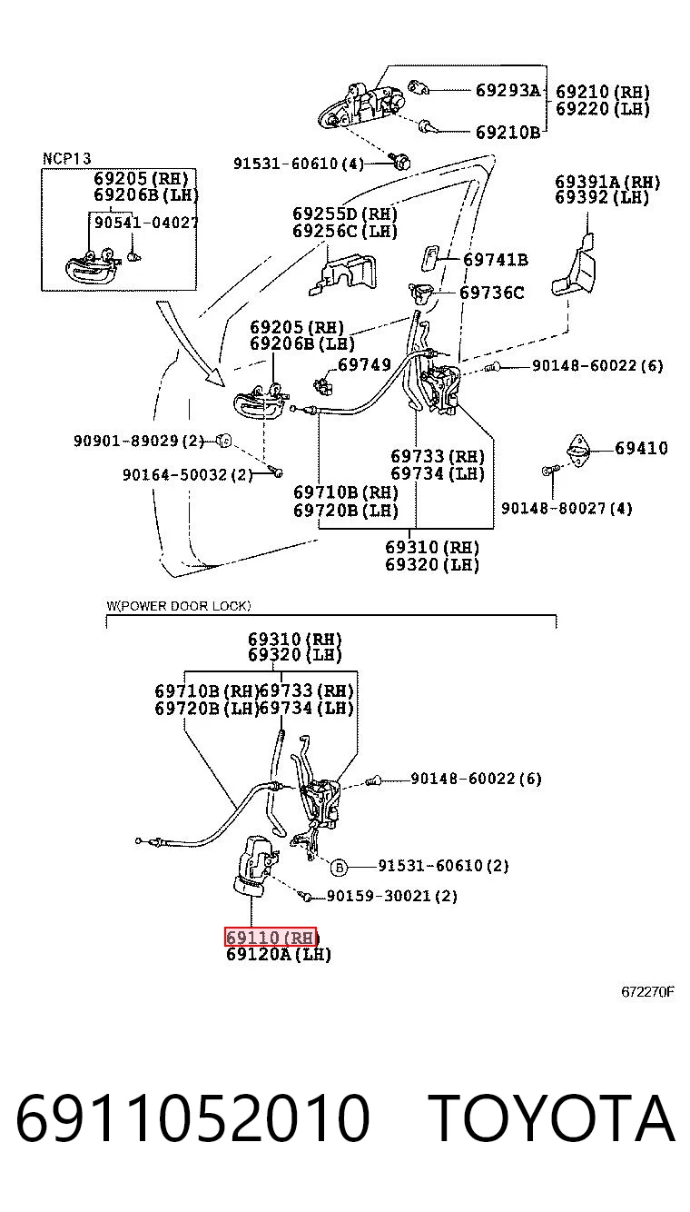 Zamek drzwi przednich prawych Toyota Yaris hatchback (P10) (1999 - 2005) cena, od 22,21 USD