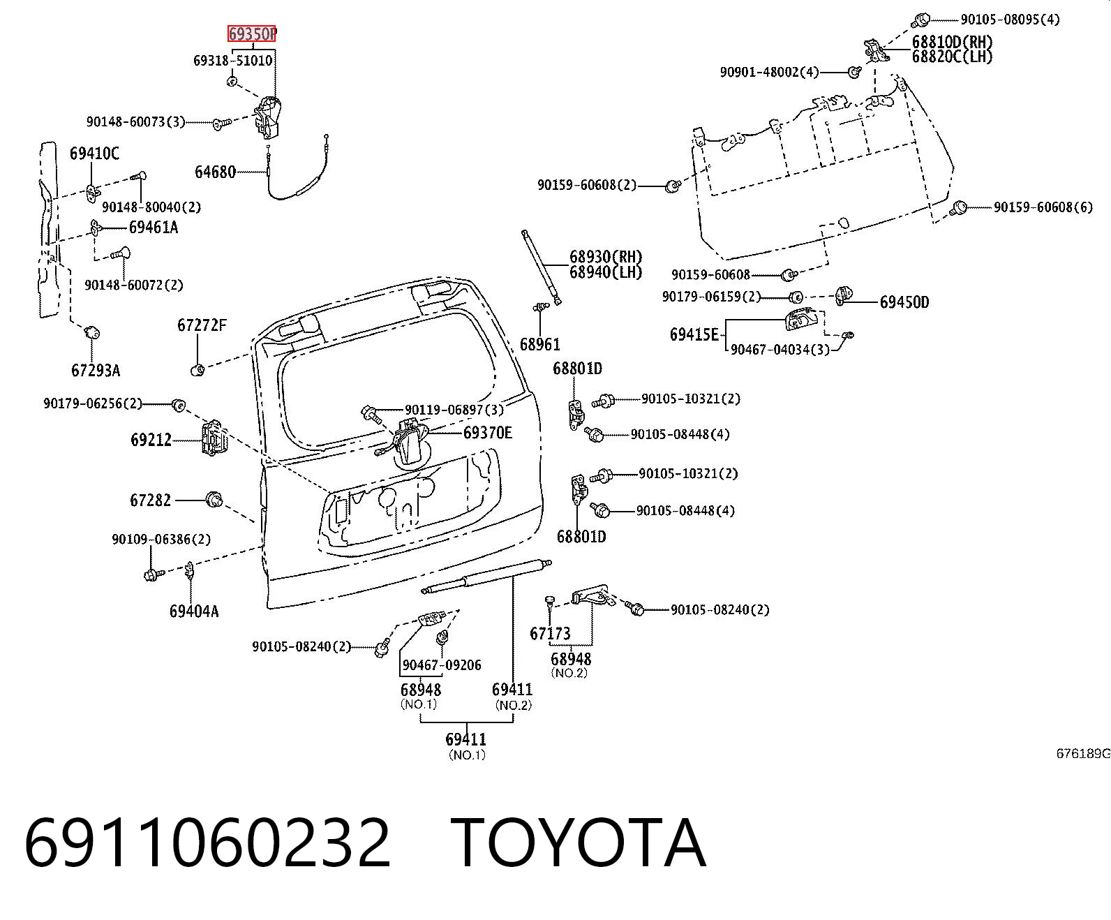 6911060232 Toyota Zamek klapy bagażnika (3/5 drzwi tylnych)