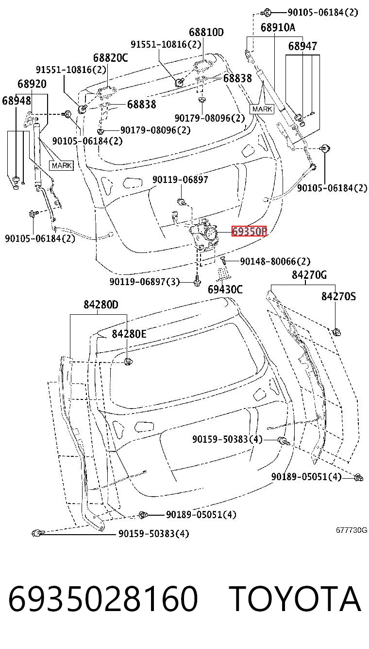 6935028160 Toyota Zamek klapy bagażnika (3/5 drzwi tylnych)