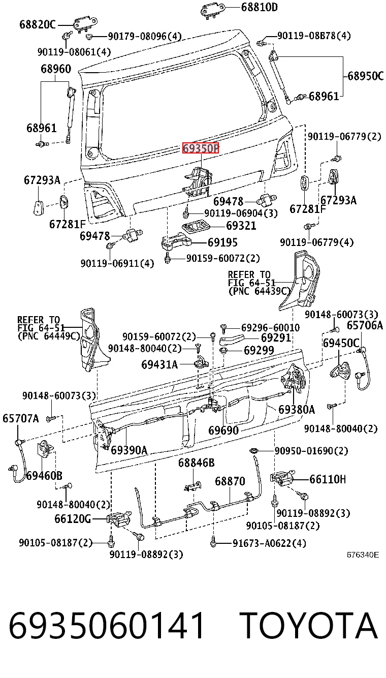 Do koszyka Zamek klapy bagażnika (3/5 drzwi tylnych) Toyota Land Cruiser  J200