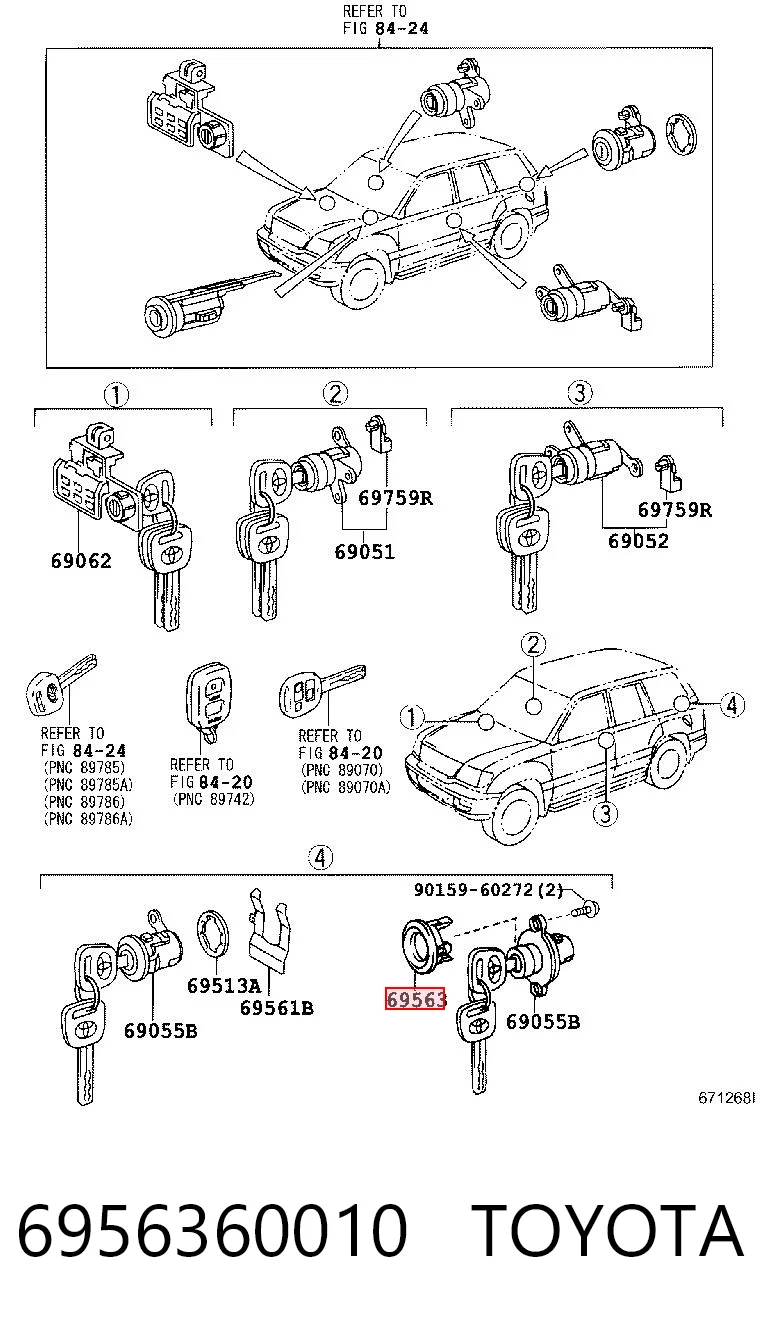 6956360010 Toyota Nakładka obudowy zamka drzwi