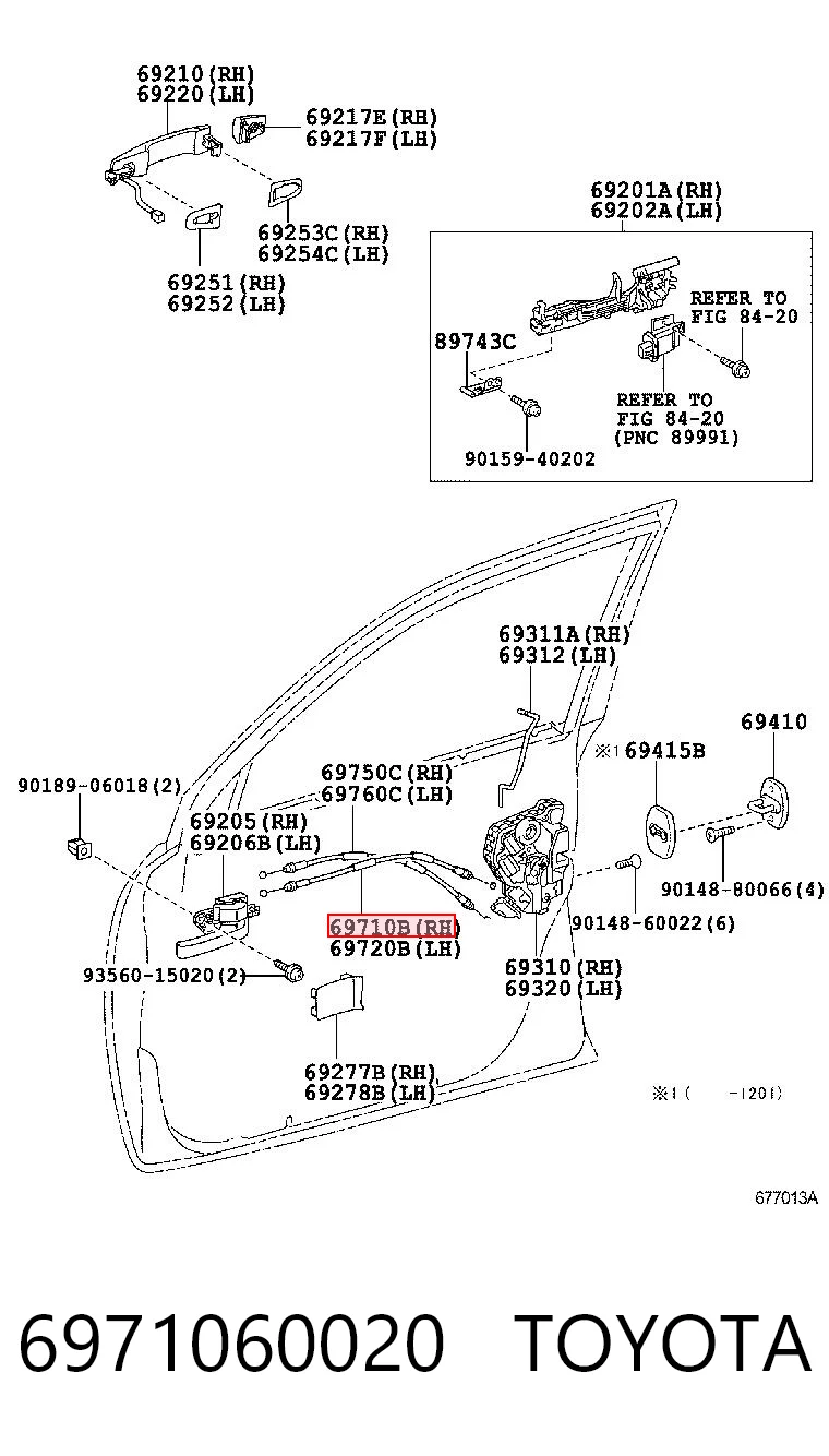 6971060020 Toyota Linka (cięgno) otwierania zamka drzwi przednich