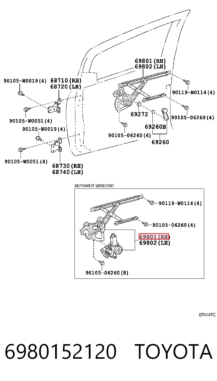  Mechanizm podnoszenia szyby drzwi przednich prawych Toyota Yaris 