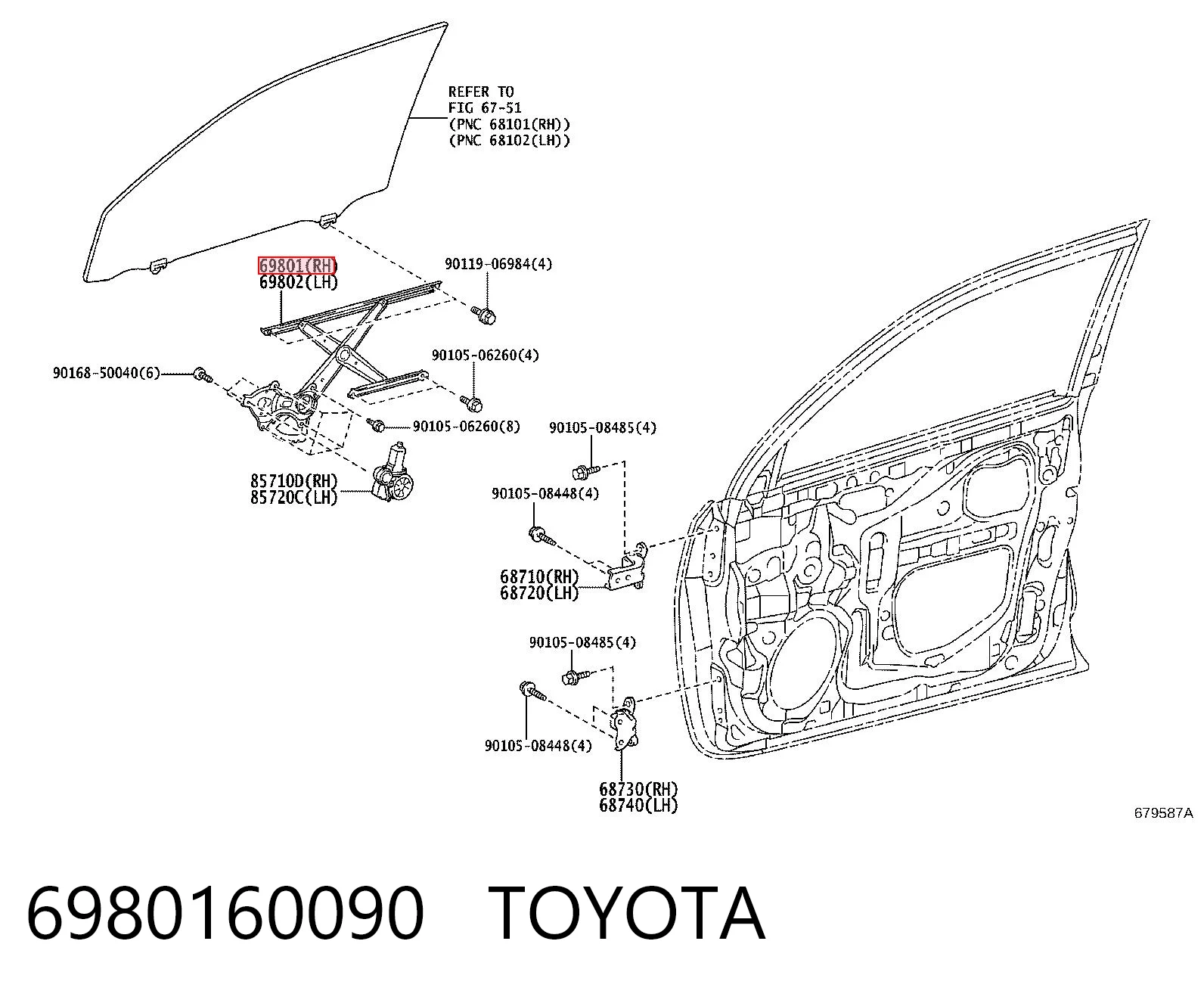 Mechanizm podnoszenia szyby drzwi przednich prawych do Toyota Land Cruiser PRADO J150