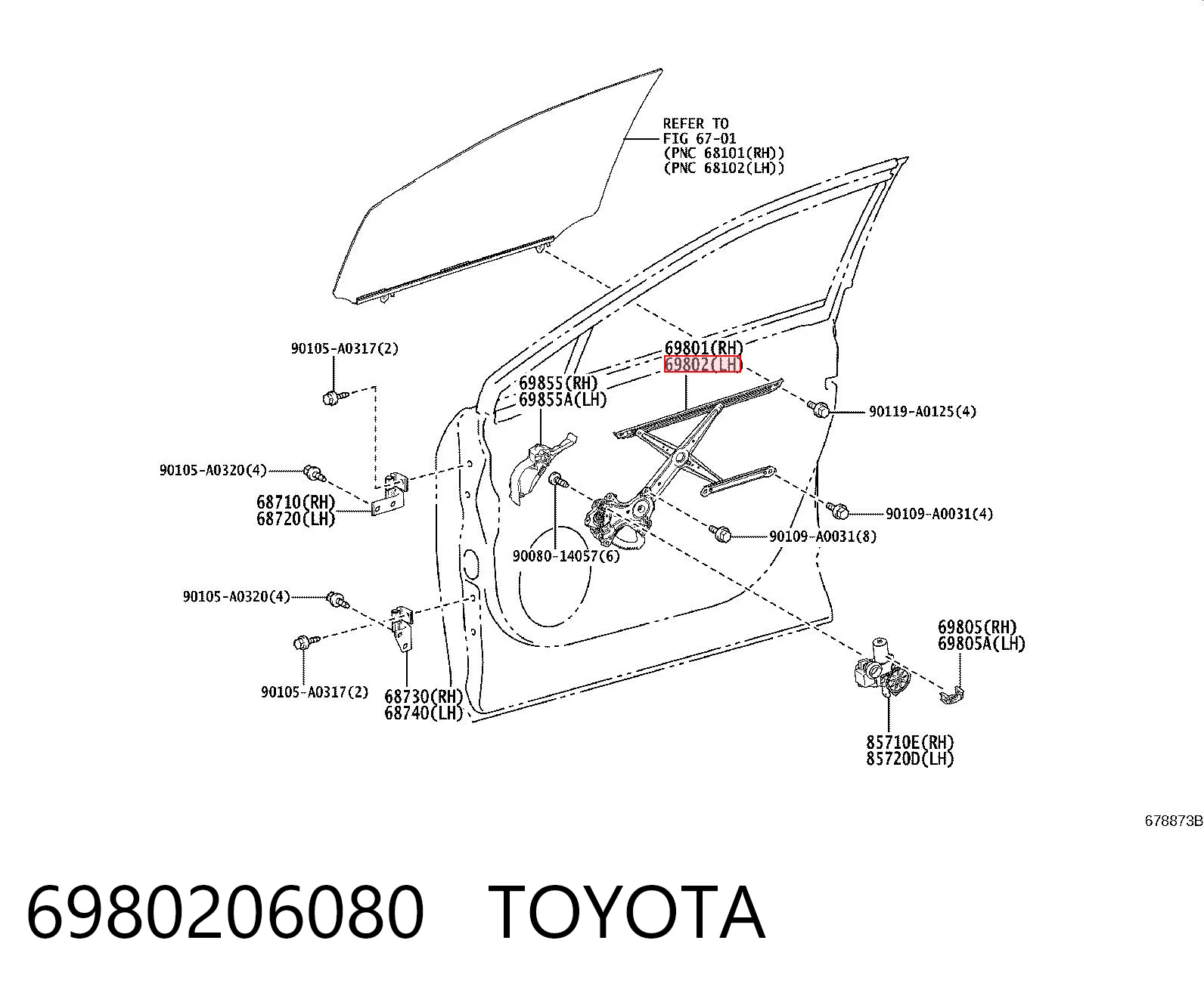 Mechanizm podnoszenia szyby drzwi przednich lewych do Toyota Camry VII V50